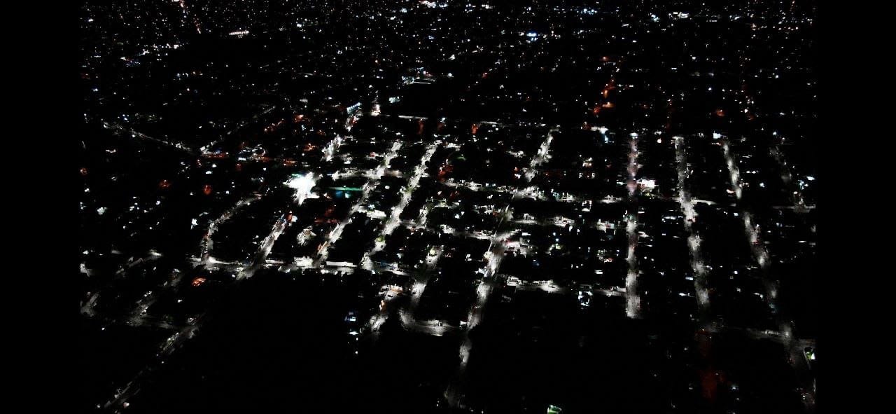 Luminarias LED en Mérida desde el cielo